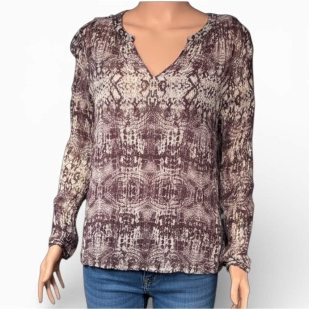 Velvet by Graham & Spencer XL Purple Snakeskin Metallic Gold Stripe Blouse Tank